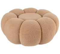 Grand Pouf Moderne Siège d'Appoint Salon Chambre à Coucher Tissu Bouclé Marron Clair Beaufort