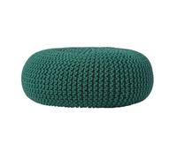 HOMESCAPES Pouf Rond tressé en Coton, Grand Pouf Tricot Coloris Vert Anglais, 70x23 cm