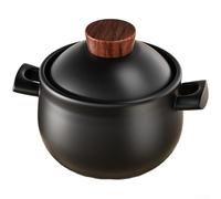 Grand récipient de cuisson en argile de 3,6 L pour soupes et porridge - Cocotte style terre cuite pour cuisinière à gaz - Noir 21,5 cm
