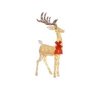 Grand renne de Noël lumineux H. 135 cm - renne lumineux extérieur 137 LED blanc chaud - noeud rouge