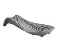 Grand repose-cuillère en silicone résistant à la chaleur pour comptoir avec base antidérapante et rainures de maintien des ustensiles (gris foncé)