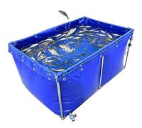 Grand réservoir d'eau d'aquaculture,réservoir d'étang à poissons hors sol en toile PVC,réservoir de poisson pliable portable,conteneur de stockage d'eau extérieur avec vanne de vidange(5x1x0.8m)