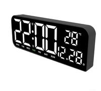 Grand réveil numérique LED avec calendrier de température et compte à rebours - Format 24 heures - Horloge de bureau moderne et murale - Horloge électronique pour la maison et le bureau