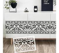 Grand S693 Pochoir mural réutilisable Motif floral décoratif 49 cm