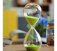 Grand sablier coloré en verre tendance - Décoration d’intérieur ou cadeau de Noël et d'anniversaire, Green, 30 Minutes