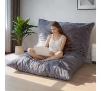 Grand sac de couchage, fauteuil en forme de sac, grand canapé avec housse en peluche et rembourrage moelleux, idéal pour adultes, couples et invités (charbon de bois, 135 x 190)
