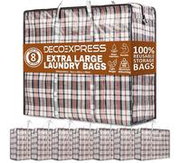 Grand Sac de Rangement Buanderie Lot de 8 XXL 107L 76x59x24cm Fermeture Eclair Sac Demenagement Paquet de 8 Paq HOUSSE DE RANGEMENT