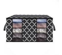 Grand sac de rangement pliable pour armoire et sous le lit en tissu non tissé respirant avec poignées doubles renforcées pour vêtements et couvertures (taille L)