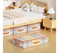 Grand sac de rangement pour literie avec boîte de rangement sous le lit de style tiroir, organisateur de vêtements et de jouets transparent, anti-poussière et anti-humidité Orange XL 1 pièce,Blanc XL