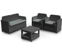 Grand Soleil Sorrento Salon de jardin 4 places Poly Rotin - Noir