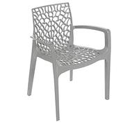 Chaises en polypropylène avec accoudoirs Jardin, couleur : gris, poids : 3,5 kg
