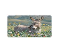 Grand sous-main de bureau en caoutchouc antidérapant motif âne et fleur, 61 x 30,5 cm, protection de clavier tendance, tapis d'écriture pour bureau et maison