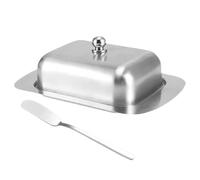Grand support à beurre en acier inoxydable avec épandeur | Beurrier avec couvercle pour comptoir de maison, réfrigérateur, garde-manger, décoration de table, café, boulangerie, camping