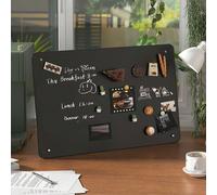 Grand tableau blanc magnétique & tableau noir combiné avec support, 4 épingles magnétiques & cadre métallique robuste, cadre noir brossé, surface effaçable à sec pour messages, organisation de bureau 