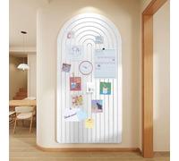 Grand tableau d'affichage en feutre 120 x 60 cm - Bords ronds décoratifs - Autocollant - Alternative pour le mur - Pliable - Avec 30 punaises - Blanc