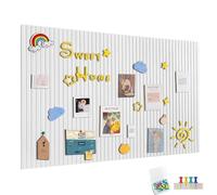 Grand tableau d'affichage en feutre autocollant 90 x 60 cm avec 30 punaises - Décoration murale pour bureau, cuisine, photos, mémos, blanc