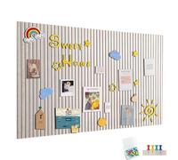 Grand tableau d'affichage en feutre autocollant 90 x 60 cm avec 30 punaises - Décoration murale pour bureau, cuisine, photos, mémos, camel clair