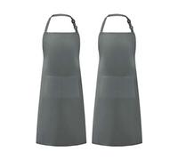 Grand tablier de cuisine unisexe avec poches Gris foncé