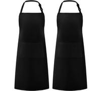 Grand tablier de cuisine unisexe avec poches noir