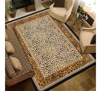 Grand tapis antidérapant à poils courts lavable pour salon, chambre à coucher, bureau, maison, intérieur, style ethnique rétro, léopard marron - 200 x 300 cm