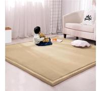 Grand tapis antidérapant en velours éponge épais pour jeux d'enfants, éveil et yoga, cuisine ou étude Beige 80 x 150 cm