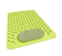 Grand tapis de douche antidérapant avec ventouses, exfoliant pour les pieds, tapis de bain pour baignoire, tapis de sol de massage antidérapant en TPR avec drainage rapide, grand tapis de bain (vert)
