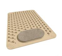 Grand tapis de douche antidérapant avec ventouses, exfoliant pour les pieds, tapis de bain pour baignoire, tapis de sol de massage antidérapant en TPR avec drainage rapide, grand tapis de bain (kaki)