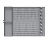 Grand tapis de gril en silicone antidérapant avec bords surélevés collecteur d'huile pour la sécurité et la propreté du barbecue 42,5 cm (gris)