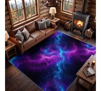 Grand Tapis de Salon, Tapis de Sol Antidérapant Fantaisie Espace Cosmos Dégradé Nébuleuse pour Entrée Chevet Couloir et Corridor, Bleu Violet Flanelle Antidérapante Tapis, 120 x 170 cm