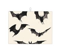 Grand tapis égouttoir à vaisselle Aquarelle Five Bats 45,7 x 61 cm, super absorbant et lavable en machine