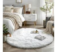 Grand tapis rond lavable à poils longs pour chambre à coucher, salon, chambre d'enfant, salle de jeux, décoration d'intérieur, blanc, 1,8 m