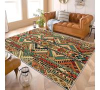 Grand Tapis Salon Chambre Poils Ras Style Ethnique GéOméTrique Art Abstrait Antidérapant Tapis Lavables en Machine Multicolore à Poils Courts pour Cuisine, Salle à Manger, Bureau, 160x230 cm