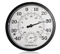 Grand thermomètre 2 en 1 pour l'intérieur et extérieur - Analogique - 25,4 cm - Avec hygromètre