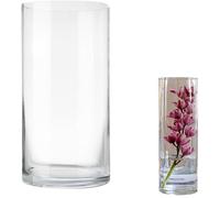 Grand vase cylindrique transparent en verre, Ø 15 cm, hauteur 30 cm. Verre à bougie décoratif, rond, moderne, idéal pour la décoration de table à la maison, au bureau ou pour un mariage