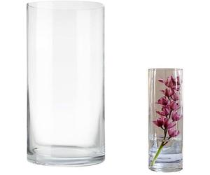 Grand vase cylindrique transparent en verre, Ø 15 cm, hauteur 30 cm. Verre à bougie décoratif, rond, moderne, idéal pour la décoration de table à la maison, au bureau ou pour un mariage