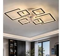 Grand Ventilateur Plafond Avec Lumiere Cadre Carré Moderne Smart Luminaire Ventilateur Plafonnier Avec Télécommande APP Dimmable Mémoire Cristaux Lustre Chambre Ventilateur 6 Vitesses Réversible Salon