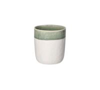 Grand verre à eau en porcelaine blanc et vert pâle, rond - Pomax, Spiro - Ø8xH9 cm