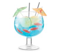 Grand verre de cocktail avec motifs de poissons Final Touch, 1,3 l | Grand gobelet pour margaritas, daïquiri et blue lagoon
