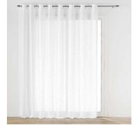Grand Voilage à Oeillets Blanc - Effet Lin Tissé 300x240 cm