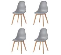 GrandCA HOME Lot de 4 chaises de Salle à Manger avec Dossier en Plastique et Pieds en hêtre pour Salon, Salle à Manger, Banquet, Bureau, cafétéria, Gris