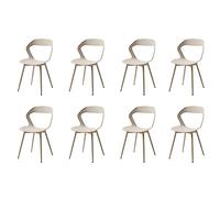 GrandCA HOME Lot de 8 Chaises de Salle à Manger ou Chaise de Bureau avec Pieds en Métal, Chaises de Cuisine pour Salon, Salle à Manger, Salle de Réunion, Beige+Beige