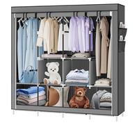 Grande armoire en tissu - Armoire - Structure métallique - Tissu tissé - Style minimaliste et moderne - À monter - Gris