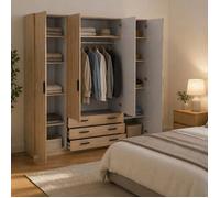 Grande Armoire Epipola Dmora en Bois Marron Chêne 49,6x200,4h cm