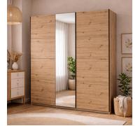 Grande Armoire Porlezza Dmora, Bois Marron Chêne Noeuds 195x217,5h cm
