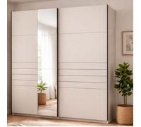 Grande Armoire Siri Dmora, en Bois Mélaminé Blanc Crème 195x217,5h cm