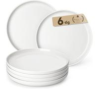 Grande Assiettes Plates pour 6 personnes, Ø 26 cm Assiette Blanche en Porcelaine, Lot de 6 26cm Assiettes Plates(6x) Blanc SALADIER