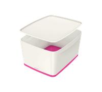 Grande Bac plastique avec couvercle 18 litres My Box - Rose