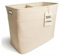 Grande bassine à linge pliable en velours côtelé beige