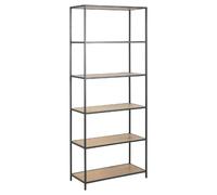 Grande Bibliothèque droite 5 niveaux en MDF et Métal - Noir et Beige