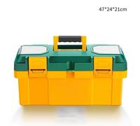 Grande boîte à outils portable en plastique avec verrouillage sécurisé - Coffre de transport léger à compartiments multiples pour garage, atelier - Organiseur de coffre de voiture - Bricolage (C)